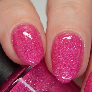 Wanderstar Pink Neon Nail Polish, Reflective Glitter, Indie Nail Polish, Holographic Nail Lacquer image 8