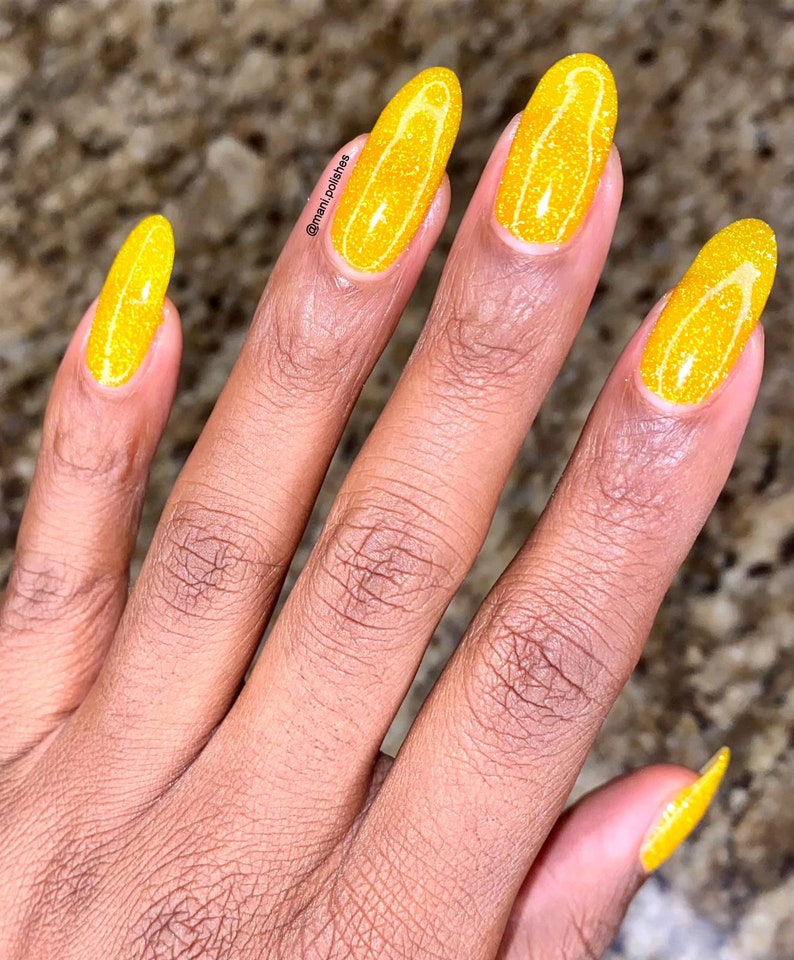 Nice to Sea You Yellow Nail Polish, Reflective Glitter, Indie Nail Polish, Holographic Nail Lacquer, Handmade Nail Polish image 9