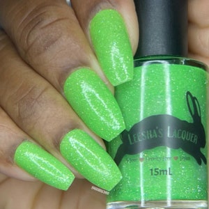 ExtraGalactic - Green Neon Nail Polish, Reflective Glitter, Indie Nail Polish, Holographic Nail Lacquer