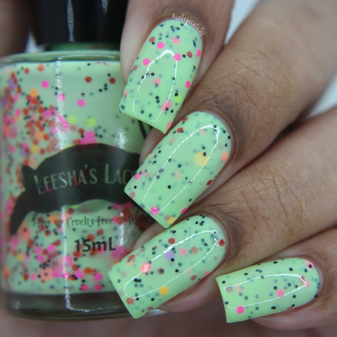 Neon Green Indie Nail Polish, Neon Glitter Nail Lacquer, Crelly Nail Polish Tree Frog Forks - Etsy