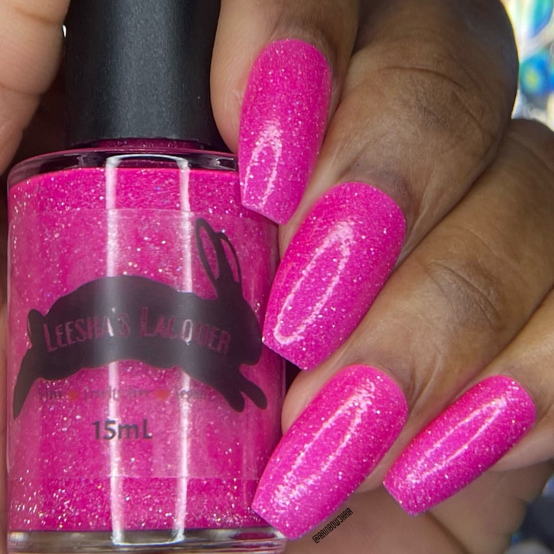 Wanderstar Pink Neon Nail Polish, Reflective Glitter, Indie Nail Polish, Holographic Nail Lacquer image 2