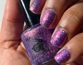 Purple Shimmer Indie Nail Polish - No One is Illegal on Stolen Land