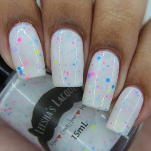 Unicorn Union - White crelly Indie Nail Polish, Neon Glitter Nail Lacquer