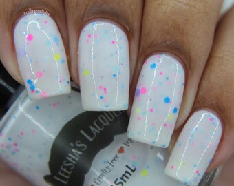 Unicorn Union - White crelly Indie Nail Polish, Neon Glitter Nail Lacquer