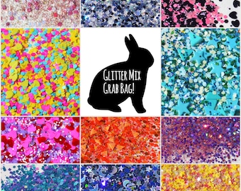 Glitter Mix Grab Bag - Solvent Resistant Glitter Mixes (2tsp Bag) ; Glitter Mix, Glitter for Slime, Nail Art, Scrapbooking, Nail Polish