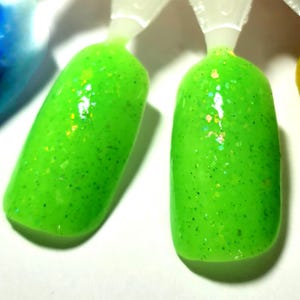 Uffda! - Neon Green Flakie Small Batch Indie Nail Polish