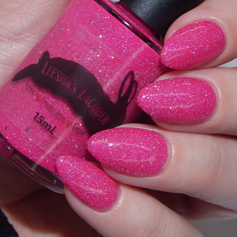 Wanderstar Pink Neon Nail Polish, Reflective Glitter, Indie Nail Polish, Holographic Nail Lacquer image 4
