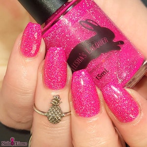 Wanderstar Pink Neon Nail Polish, Reflective Glitter, Indie Nail Polish, Holographic Nail Lacquer image 1