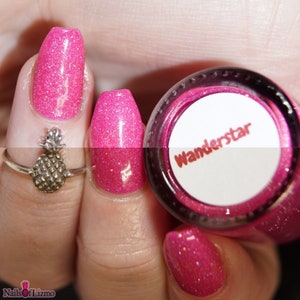 Wanderstar Pink Neon Nail Polish, Reflective Glitter, Indie Nail Polish, Holographic Nail Lacquer image 6