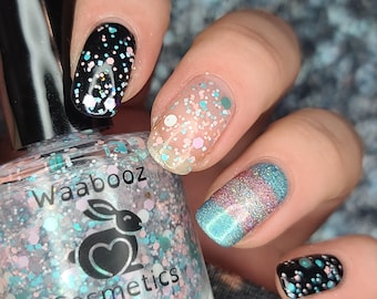 Trans Pride Glitter Nail Polish: Pink, Blue, White Topper