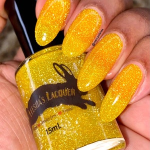 Nice to Sea You Yellow Nail Polish, Reflective Glitter, Indie Nail Polish, Holographic Nail Lacquer, Handmade Nail Polish image 6