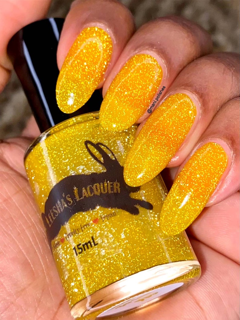 Nice to Sea You Yellow Nail Polish, Reflective Glitter, Indie Nail Polish, Holographic Nail Lacquer, Handmade Nail Polish image 6