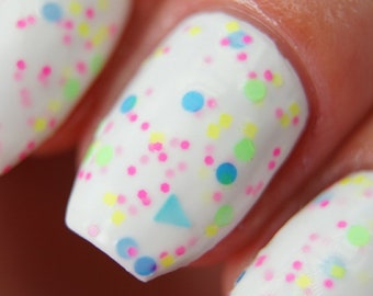 OPPALENCE - White Crelly Nail Polish, Glitter Indie Nail Polish, Neon Glitter Nail Lacquer