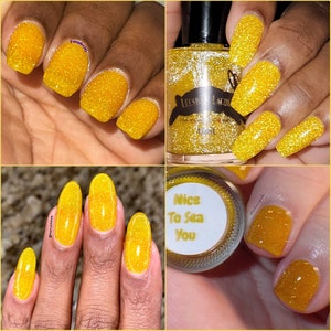 Nice to Sea You Yellow Nail Polish, Reflective Glitter, Indie Nail Polish, Holographic Nail Lacquer, Handmade Nail Polish image 2