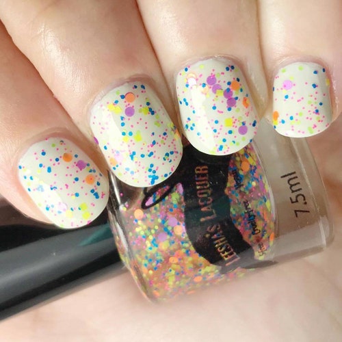 Neon Green Indie Nail Polish Neon Glitter Nail Lacquer Etsy