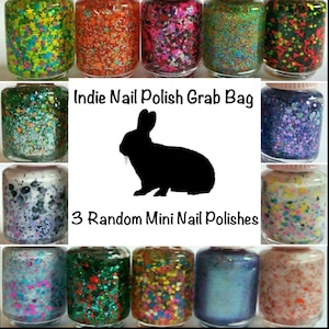 Indie Glitter Nail Polish Grab Bag: 3 Vegan Mini Polishes