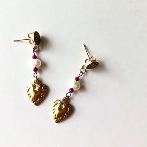 Vintage Heart Charm Guitar String Post Earrings