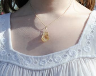 citrine recycled guitar string necklace