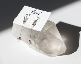ruby & freshwater pearl guitar string earrings