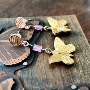 Vintage Butterfly Charm Guitar String Post Earrings