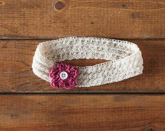 Knit Headband with Interchangeable Flower PATTERN