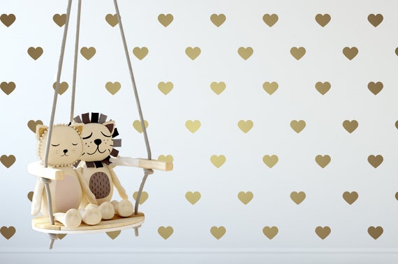 gold heart decals gold heart wall decal gold heart wall | etsy
