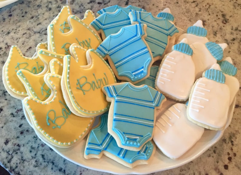 Baby Shower Bib Bottle Onesie Cookies Etsy
