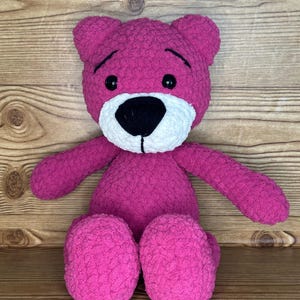 Oso de peluche - Oso de peluche rosa - Oso de peluche de crochet - Oso de peluche de juguete - Oso amigurumi - Animal de peluche
