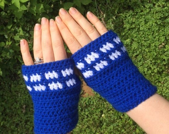 Tardis Pulswärmer - Tardis Fingerlose Handschuhe - Doctor Who Armstulpen - Doctor Who Armstulpen - Tardis Handschuhe