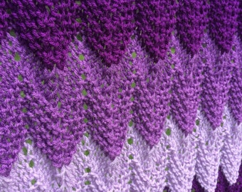 Lila Babydecke - Gestreifte Babydecke - Chevron Babydecke - Ombré Babydecke - Babypartygeschenk - Gestrickte Babydecke