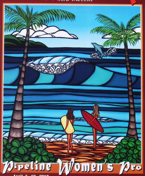 Mint Heather Brown Art Original Pipeline Womens Pro Hawaii Surfing