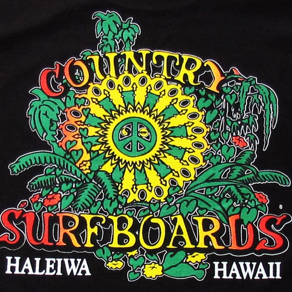 Authentic Country Surfboards Surf Shop Hawaii Never Worn Black Long Sleeve Tee Shirt Size L, Xl, 2XL FREE SHIPING