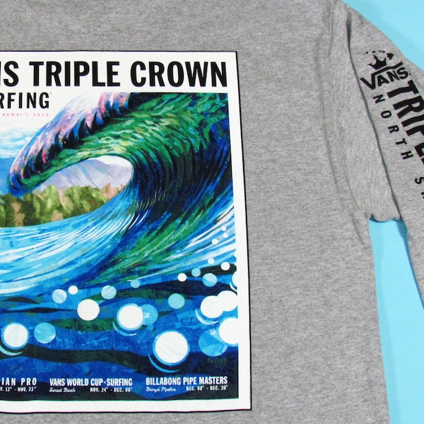 Official Triple Crown of Surfing Contest Hawaii Men's Limited Edition Long Sleeve Tee Shirt Original Surf Art New With Tags FREE SHIPPING