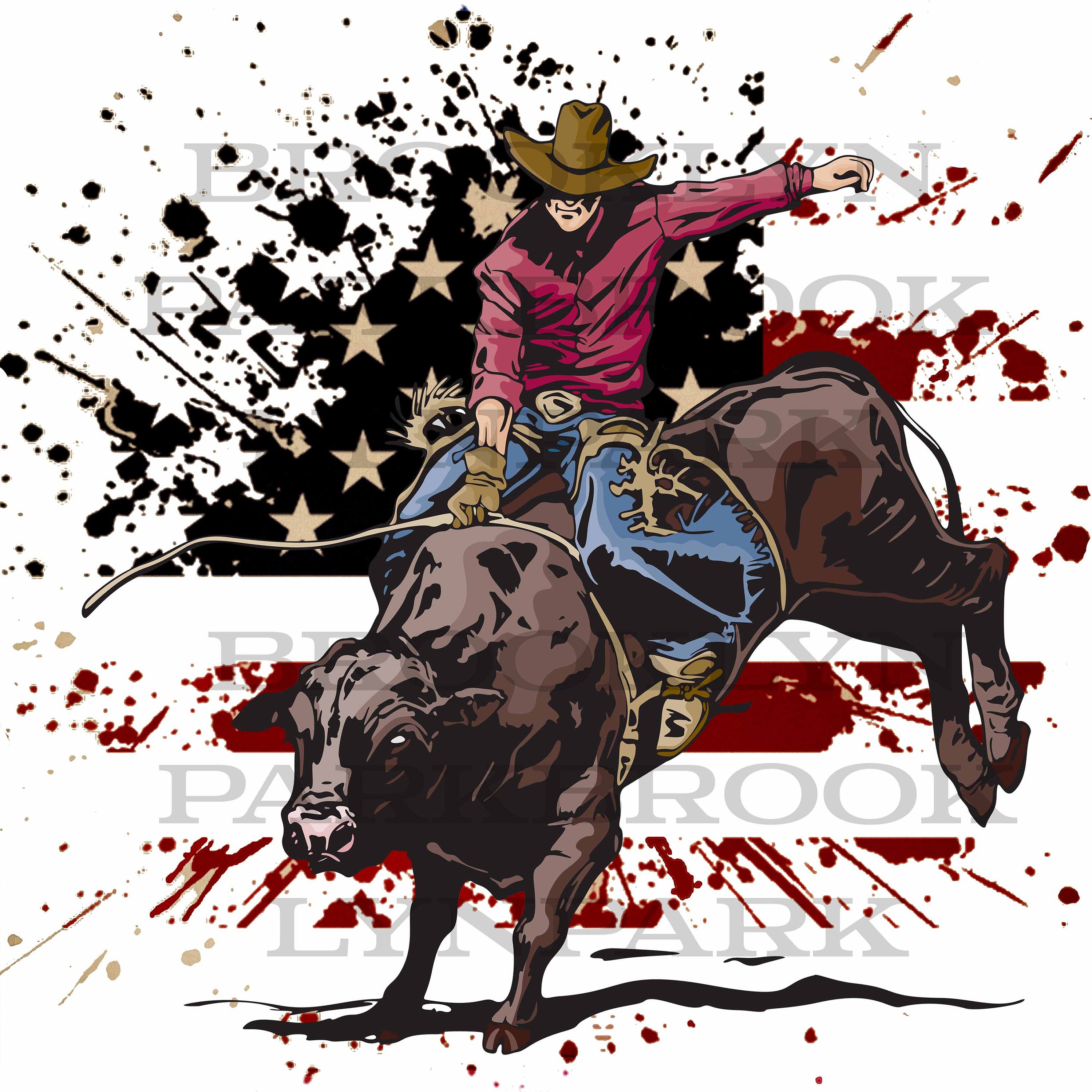 American Flag Bull Rodeo Cowboy Western Country Wild Retro hot