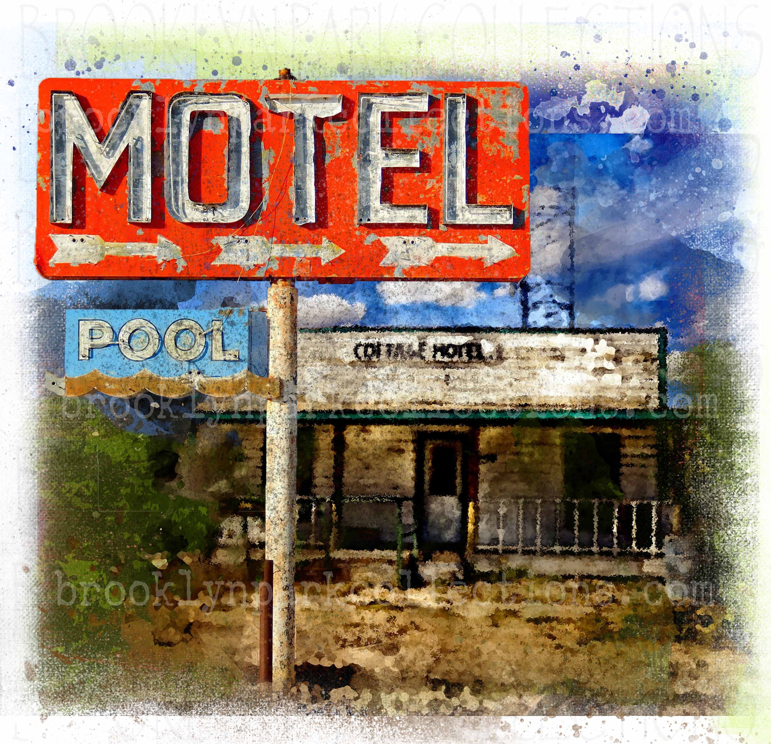 Retro Road Trip Vintage Motel Watercolor Instant Digital | Etsy