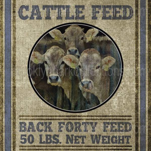 Cattle Feed Sack, Farm Cows, Instant Digital Download, Sublimation PNG. Fabric, Art, Print