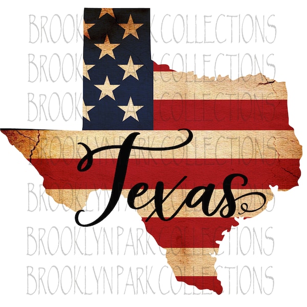 Primitive Texas America Flag Tea Stained Instant Download Digital Clip Art Sublimation  PNG