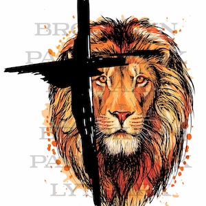 Pray Warrior, Lion, Cross, Instant DIGITAL Download, Sublimation PNG,  Art Print, Christian