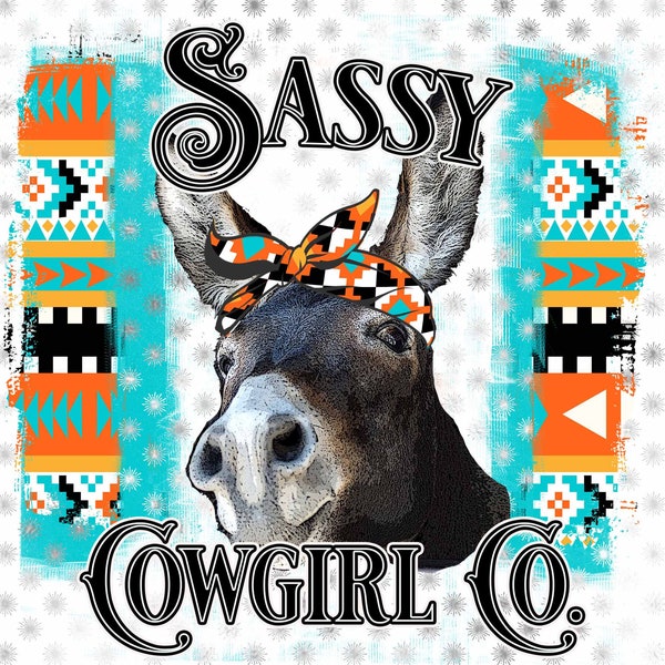 Sassy Cowgirl Co., Bandana aztèque, Âne, Téléchargement numérique instantané, Sublimation PNG, Art Print