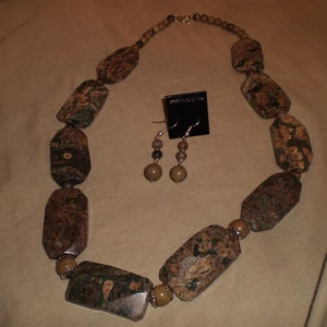 Faceted chunky Unakite Necklace Set image 1
