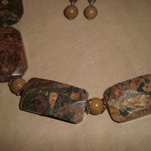 Faceted chunky Unakite Necklace Set image 3