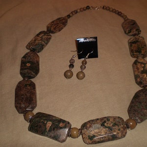 Faceted chunky Unakite Necklace Set image 2