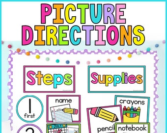 Picture Direction Cards for Classroom Management | Visual Directions for Students