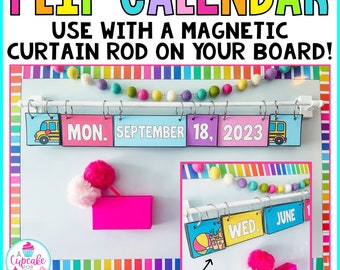 Daily Flip Calendar Cards in Bright Colors for Classroom | Classroom Management