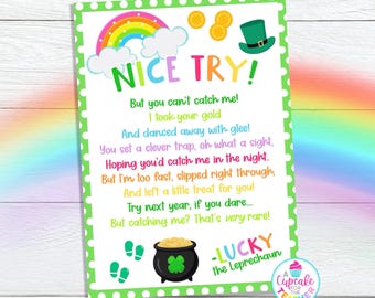 Leprechaun Trap Letter from Leprechaun  | St. Patrick&#39;s Day Printable | Kids Leprechaun Trap Note | Catch a Leprechaun | Instant Download