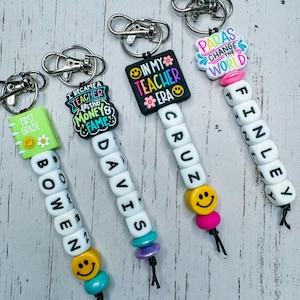 Personalized Teacher Keychain Bag Tag | Teacher Bag Tag | Teacher Gift Name Tag | Silicone Bead Keychain Bag Tag | Teacher Appreciation Gift