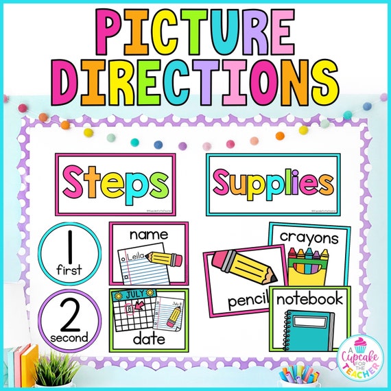 Picture Direction Cards for Classroom Management | Visual Directions for Students