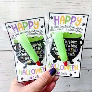 Etichetta regalo dito strega di Halloween / Bomboniera per aula di Halloween / Regalo per studenti / Suggerimenti per la lettura / Bomboniera di Halloween senza caramelle / Download immediato
