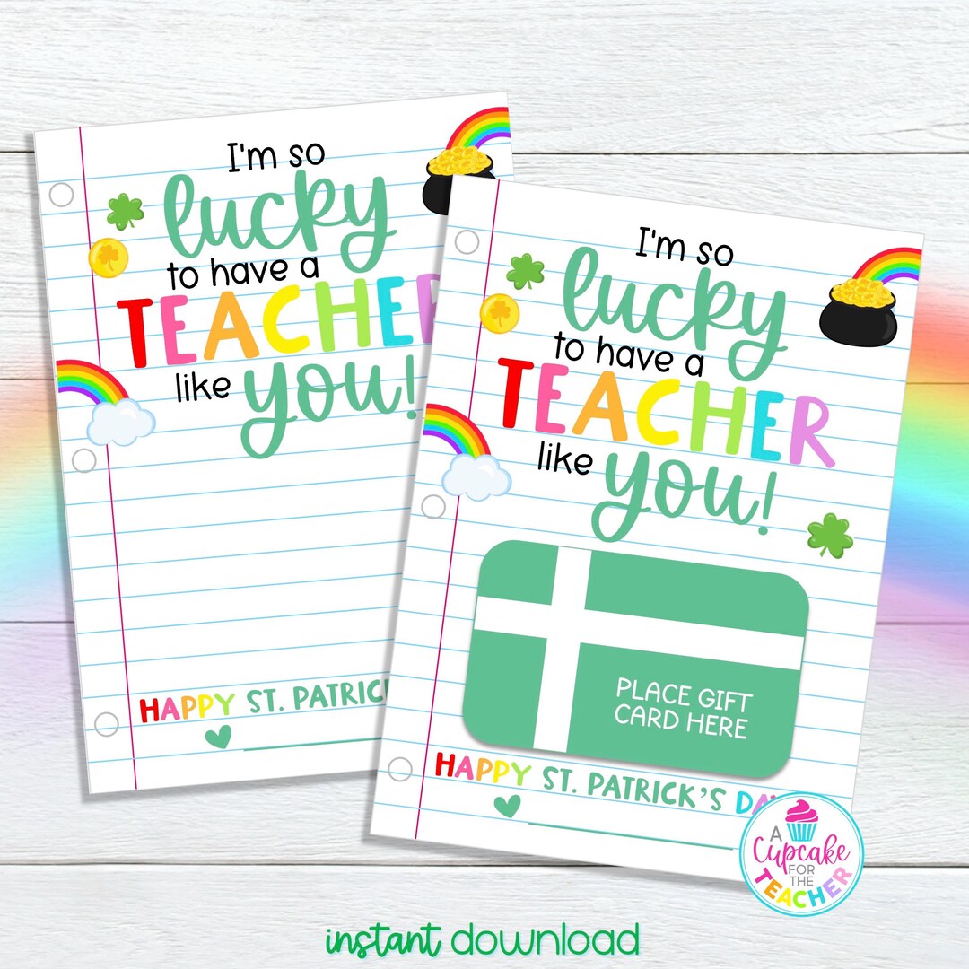 St Patrick's Day Teacher Gift Card Holder Printable | Lucky to Have a ...