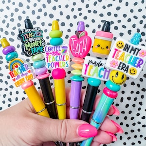 Stylo à bille pour professeur | Cadeau de remerciement pour enseignant | Stylo à bille en silicone | ère des enseignants | Cadeau de Noël EOY Stylo à bille rechargeable à encre noire